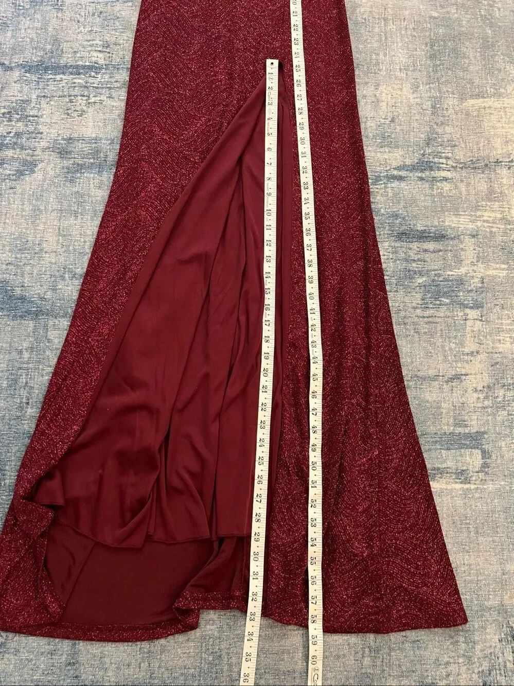Windsor Burgundy Wine Keira Glitter Knit High Slit Formal Dress Size 1 / 2 - Picture 8 of 10
